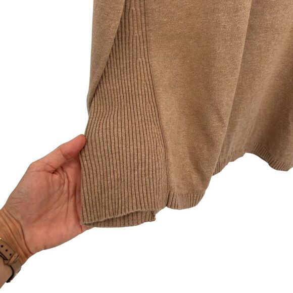 J. Jill Elise A-Line Tunic Sweater tan Scoop neck Ribbed detail size large - Picture 3 of 6
